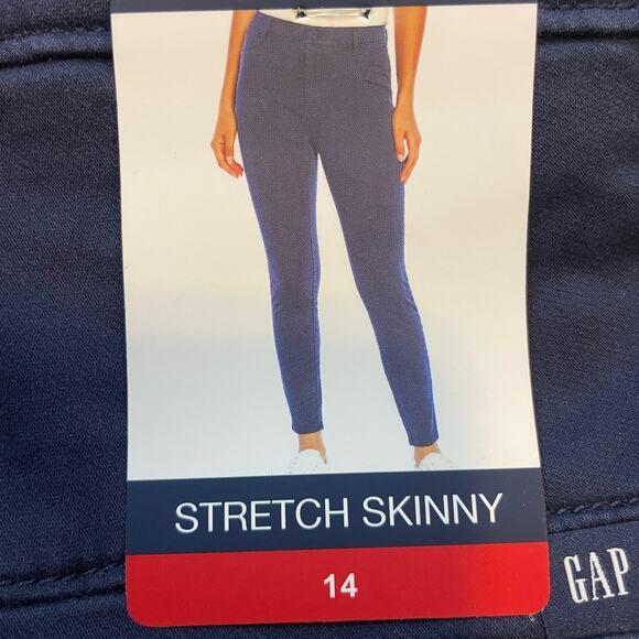 NWT Gap Stretch Skinny Navy Chino Pants Size 14 - Picture 1 of 6